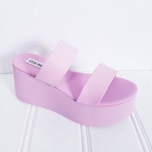 Steve Madden Platform Sandals Womens Size 7 Pink Leather Flatform Summer Shoes